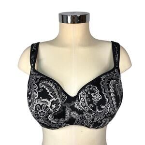 Cacique Women’s Bra Underwire Black/Gray/White Floral Thick Adjustable Straps
